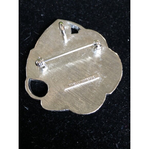 Vintage Kelly Waters Enamel Abstract Art Pin/Pendant Silvertone Beige Toned - Picture 4 of 5